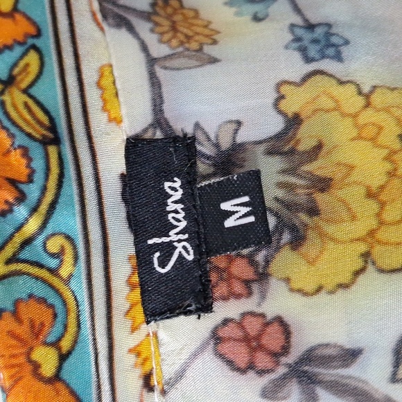 Shana Multicolor Boho Preppy Silk 3/4 Sleeve Floral Imaginarium Dress Size M - Picture 11 of 12